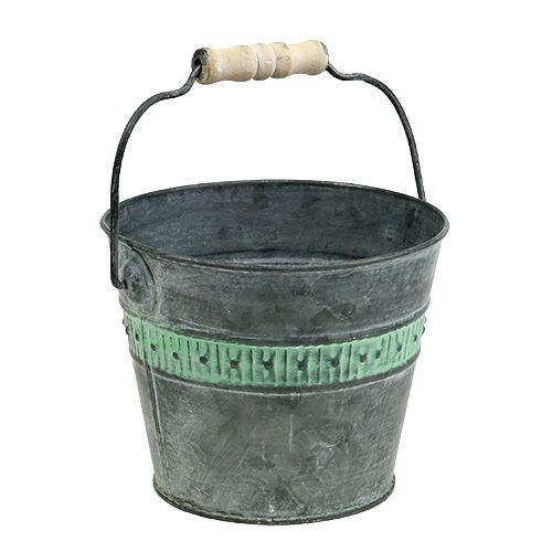 Floristik24 Zinkspand med grøn Ø15cm H12cm