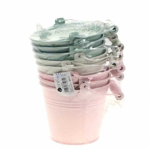 Floristik24 Zink spand sortiment pastelfarver Ø12cm H10cm 8stk