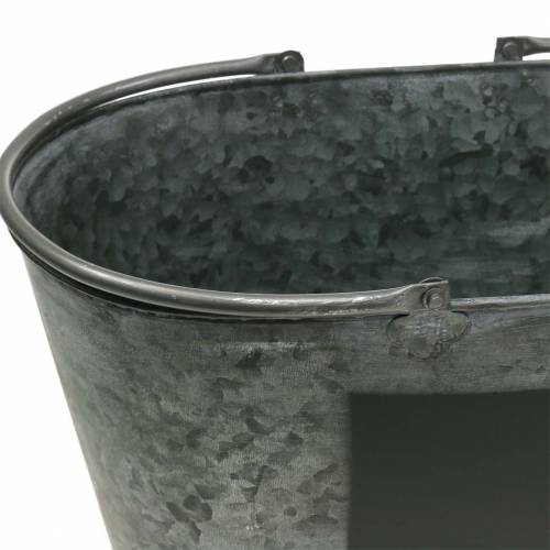 Floristik24 Zinkbalje plantekasse med håndtag Oval Grå H20cm