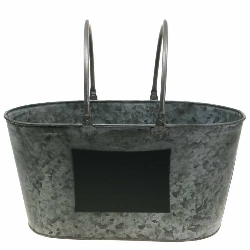 Floristik24 Zinkbalje plantekasse med håndtag Oval Grå H20cm