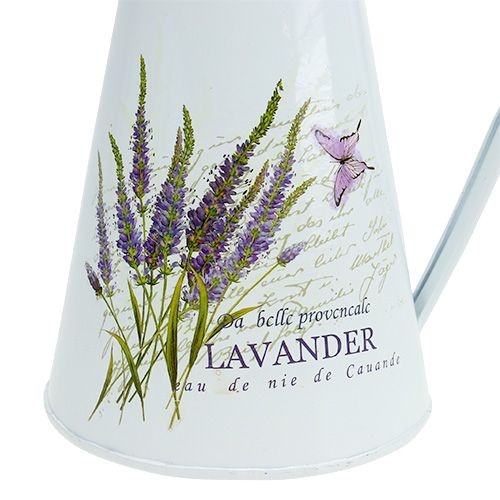 Floristik24 Zinkkrukke med lavendelmotiv hvid H 22cm 1p
