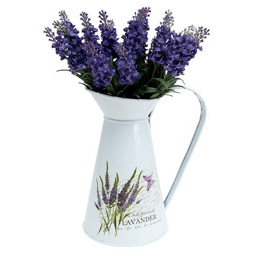 Floristik24 Zinkkrukke med lavendelmotiv hvid H 22cm 1p