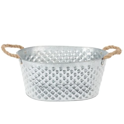 Stor oval zinkskål, 31 cm x 20 cm, H15 cm købe | Floristik24.dk
