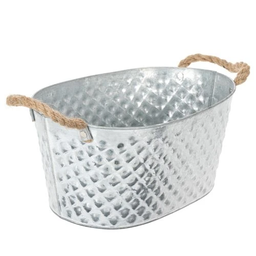 Stor oval zinkskål, 31 cm x 20 cm, H15 cm | Floristik24.dk