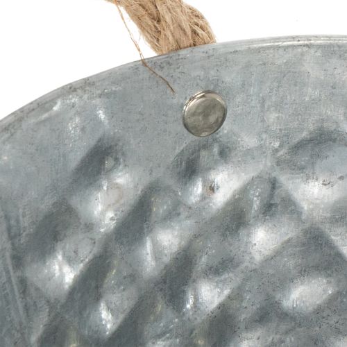 Oval zinkskål med rebhåndtag, 27 cm x 17,5 cm, H12 cm | Floristik24.dk
