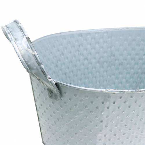 Zinkskål oval lysegrå vasket 27x18cm H12cm | Floristik24.dk