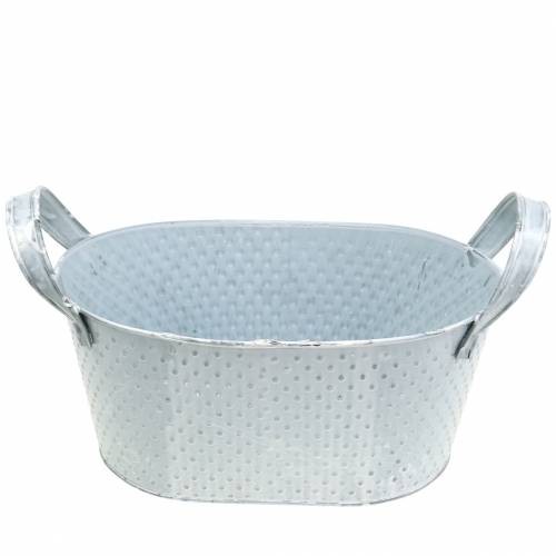 Zinkskål oval lysegrå vasket 27x18cm H12cm | Floristik24.dk