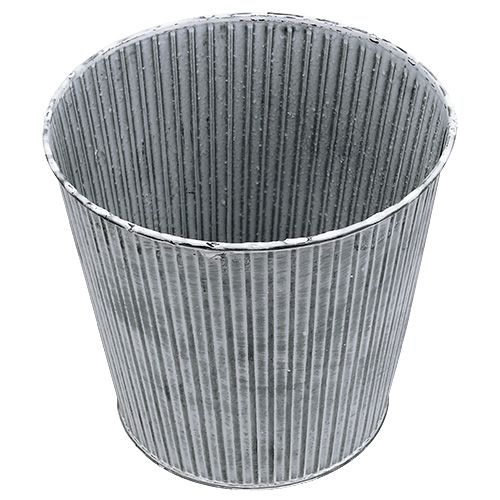 Floristik24 Zinkpotte grå med striber Ø22cm H21cm