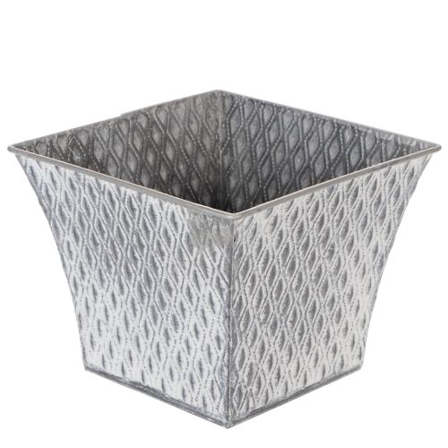 Zinkpotte med diamantmønster, H15 cm