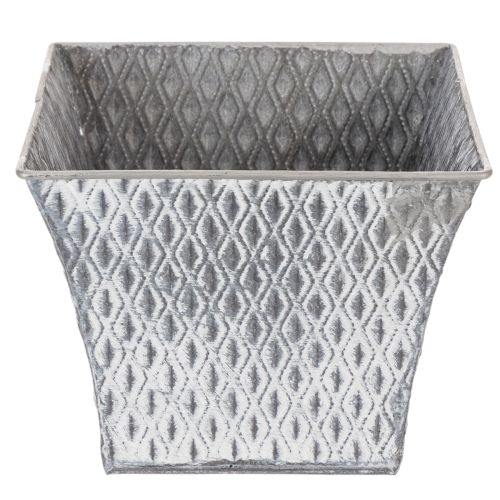 Zinkpotte med diamantmønster, H15 cm | Floristik24.dk