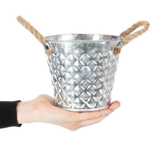 Zinkgryde med rebhåndtag Ø14,5 cm H13 cm | Floristik24.dk