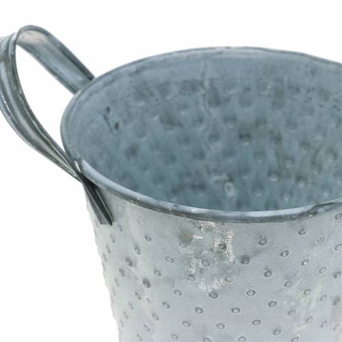 Floristik24 Zinkpotte med håndtag grå prikket Ø12cm H10cm