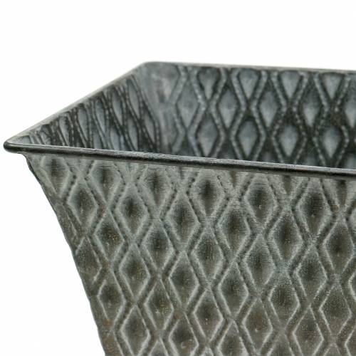 Floristik24 Zinkbeholder med diamantmønster firkantet antik 35,5 cm x 14,5 cm / 32,5 cm x 11,5 cm 2 stk