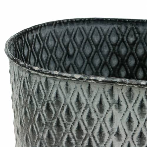 Floristik24 Zinkpotte med diamantmønster ovalt 23cm x 15cm / 21,5cm x 14cm 2stk