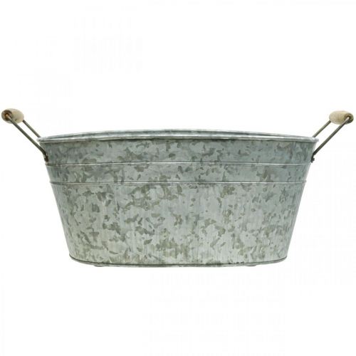 Floristik24 Zinkbalje blomsterkar metal træhåndtag L57,5cm B31,5cm