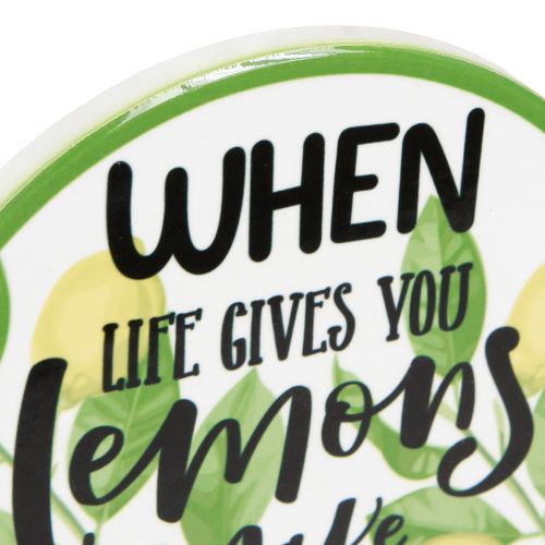 Artikel Citron dekorative keramiske glasbrikker rund assorteret Ø10,5cm 6 stk
