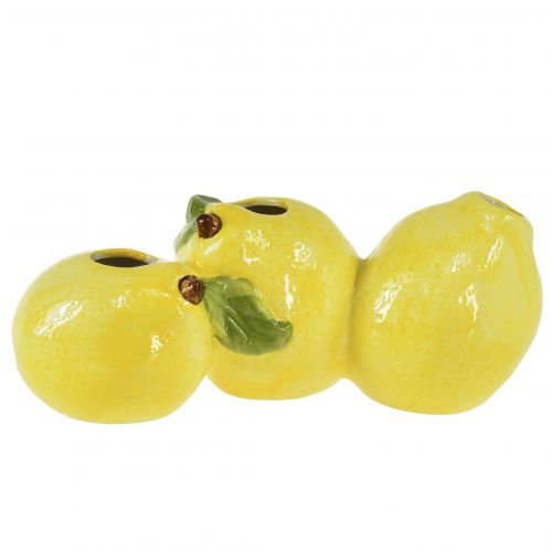 Floristik24 Citron dekorativ vase keramik 3 åbninger 21,5x11x8cm