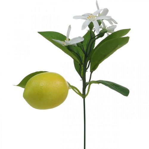 Floristik24 Deco gren citron og blomster kunstig gren sommerdekoration 26cm 4stk