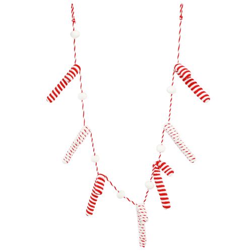 Artikel Candy cane dekoration guirlande julerød hvid L120cm