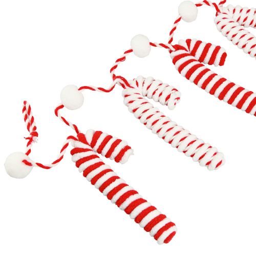 Artikel Candy cane dekoration guirlande julerød hvid L120cm
