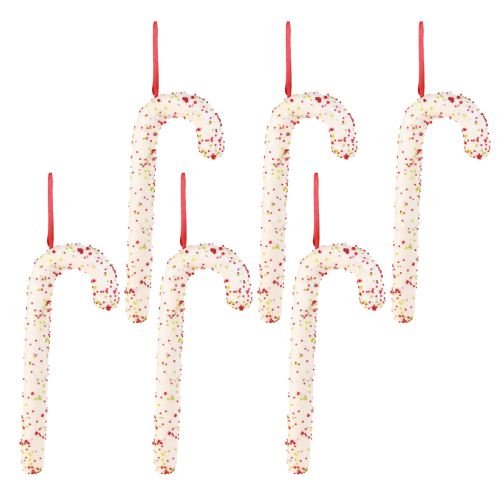 Artikel Candy cane dekoration bøjle hvid glitter farverig H30cm 4stk