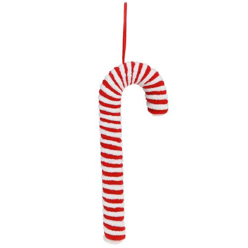 Artikel Slikstokke dekoration julerød hvid fleece H22cm 6 stk