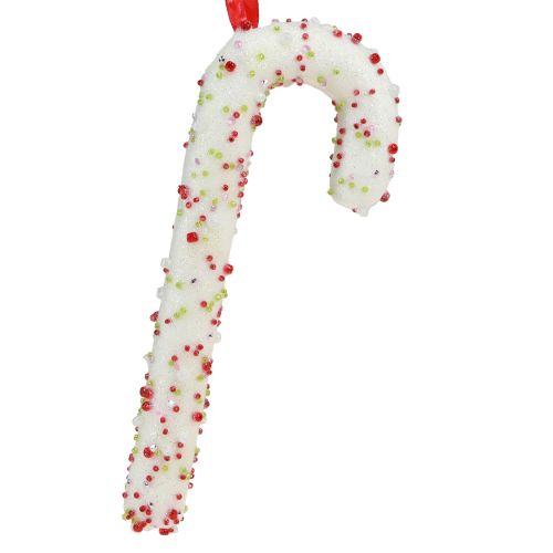 Candy cane dekoration til ophæng i hvid, farverig, H20cm, 6 stk