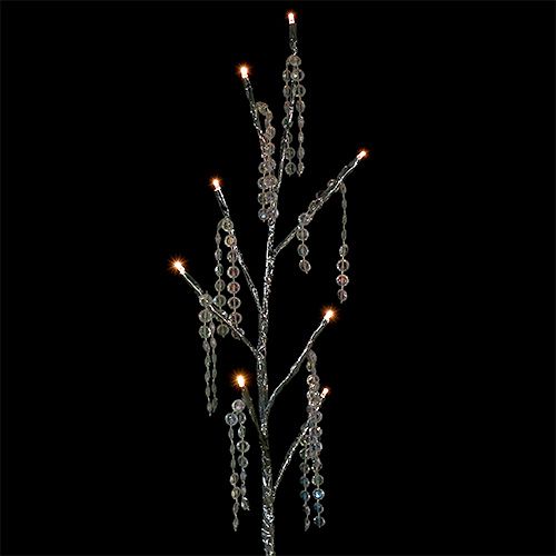 Floristik24 Gren sølv med diamanter LED 75 cm sæt med 2