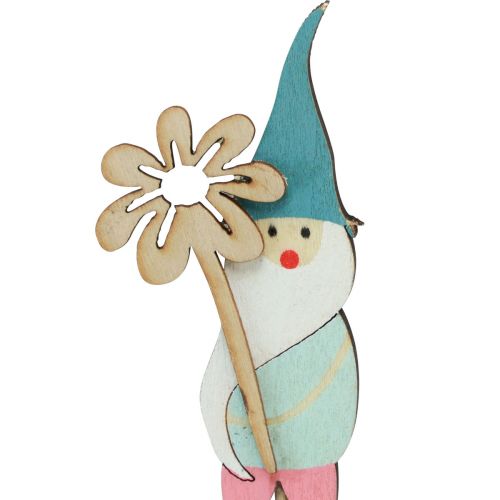 Artikel Dværg dekoration med blomster blomsterprop træ 4×10,5cm 12stk