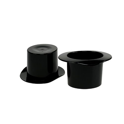 Artikel Dekorationscylinder sort, nytårsaften, hat som plantekasse H5,5cm 12 stk.