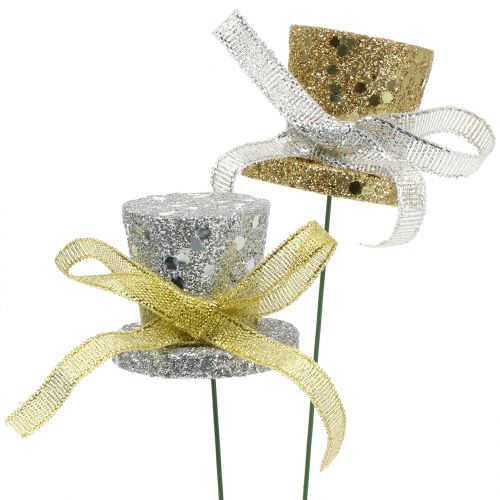 Floristik24 Cylinderprop guld, sølv 3cm 2stk