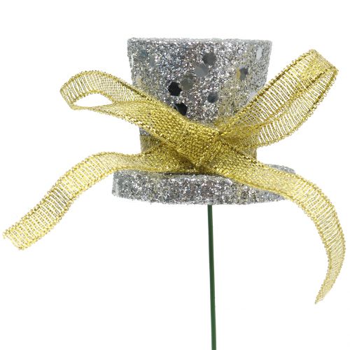 Floristik24 Cylinderprop guld, sølv 3cm 2stk