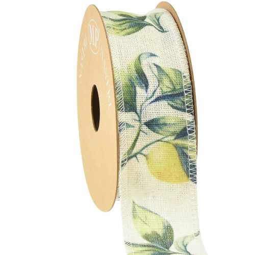 Floristik24 Bånd citroner og blade dekorative bånd bomuld 40mm 10m