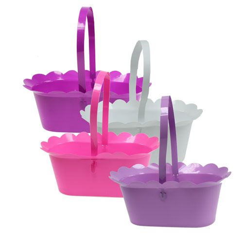 Floristik24 Plastkurv med ovalt sort greb. 21 x 11 x 9,5 cm 10stk