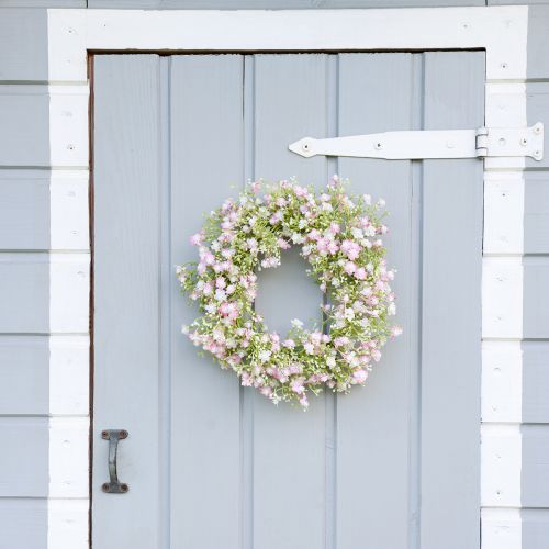 Artikel Kunstig blomsterkrans dørkrans vægdekoration Ø30cm H6cm