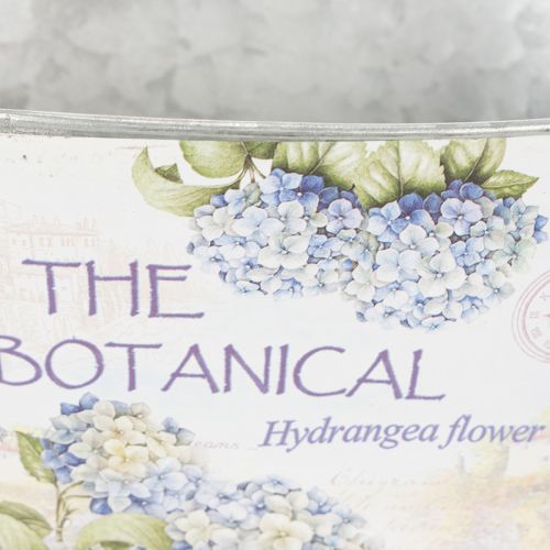 Artikel Blomsterskål med hanke, hortensia-design, metal, 26×13×14,5 cm
