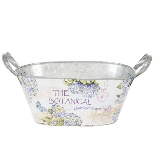Artikel Oval metalblomsterskål med håndtag, til hortensiaer, 32×15×15 cm