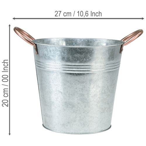 Artikel Urtepottespand med håndtag, metaldekoration, Ø19 cm H17 cm