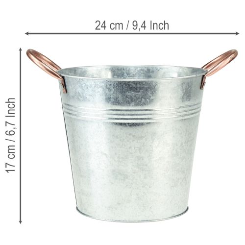 Artikel Metal urtepotte med håndtag, dekorativ spand, Ø16 cm H15 cm