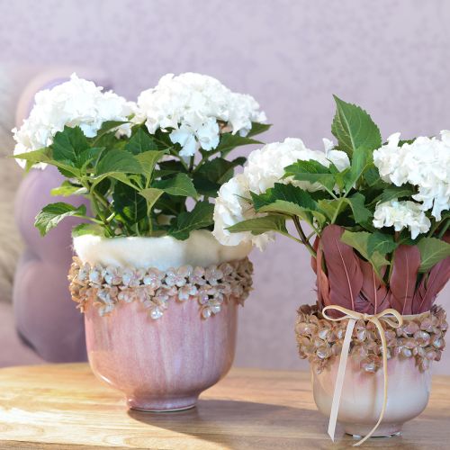 Artikel Urtepotte Keramik med Blomsterkant Pink Ø19cm H16,5cm