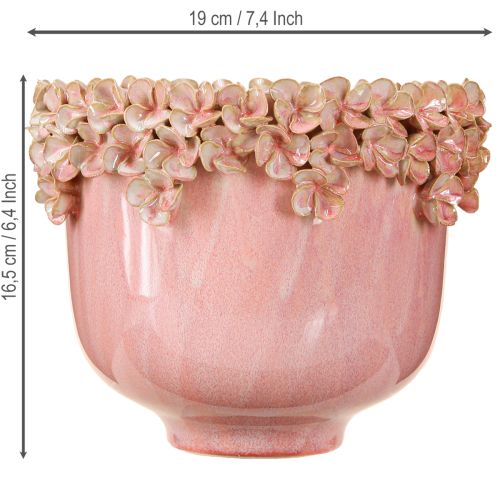 Artikel Urtepotte Keramik med Blomsterkant Pink Ø19cm H16,5cm
