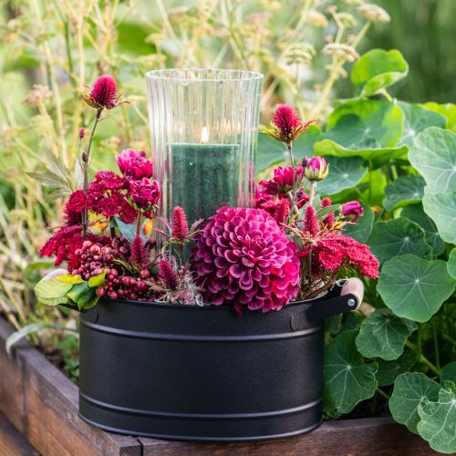 Artikel Urtepotte metal ovalt håndtag sort natur 34x19,5x15cm