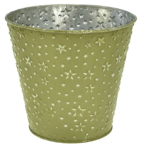 Floristik24 Urtepotte metal plantekrukke stjerner grøn sølv Ø16cm