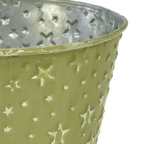 Artikel Urtepotte metal plantekrukke stjerner grøn sølv Ø16cm
