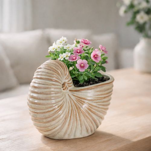 Artikel Keramisk urtepotte med snegledesign til specielle plantearrangementer, 21 cm