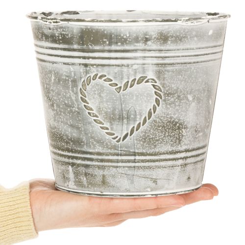 Artikel Shabby Chic metal urtepotte med hjerteformet design, Ø22 cm, H17,5 cm
