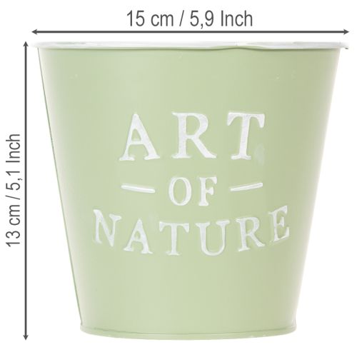 Zink urtepotte, mintgrøn, Ø15 cm, H13,5 cm | Floristik24.dk