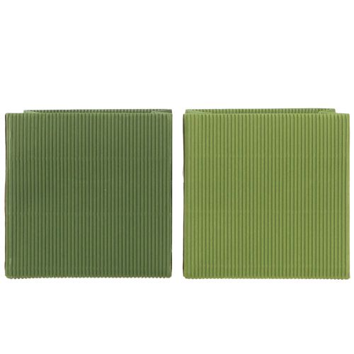 Artikel Blomsterpose grøn olivengrøn ribbet med folie 10,5cm 6 stk