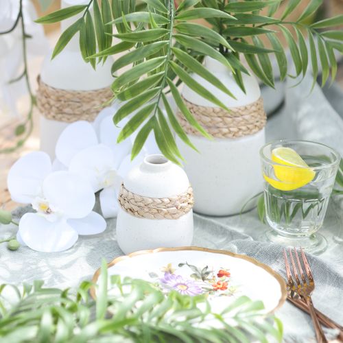 Artikel Blomstervase hvid keramik søgræs bordvase H10,5 cm 2 stk.