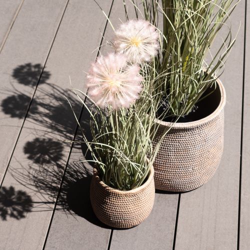 Floristik24 Boho urtepotte flettet mønster plantekasse keramik Ø12cm H14cm 2stk